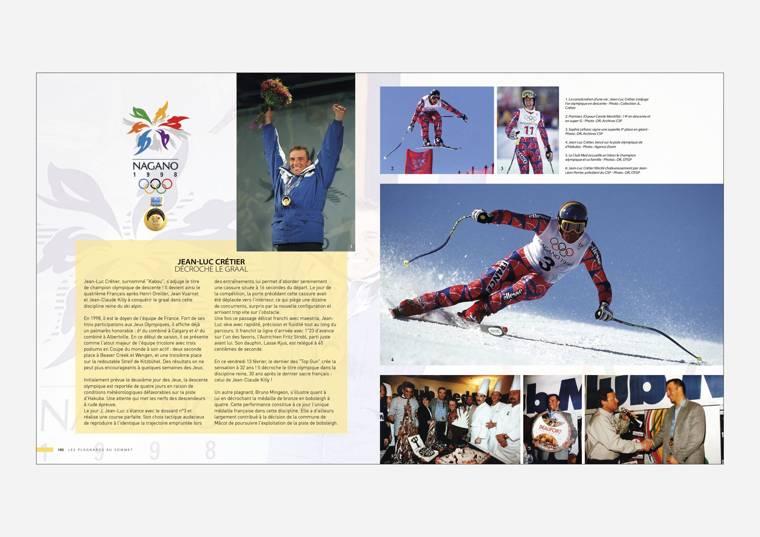 Page du livre dédiée à la médaille d'or olympique de Jean-Luc Crétier