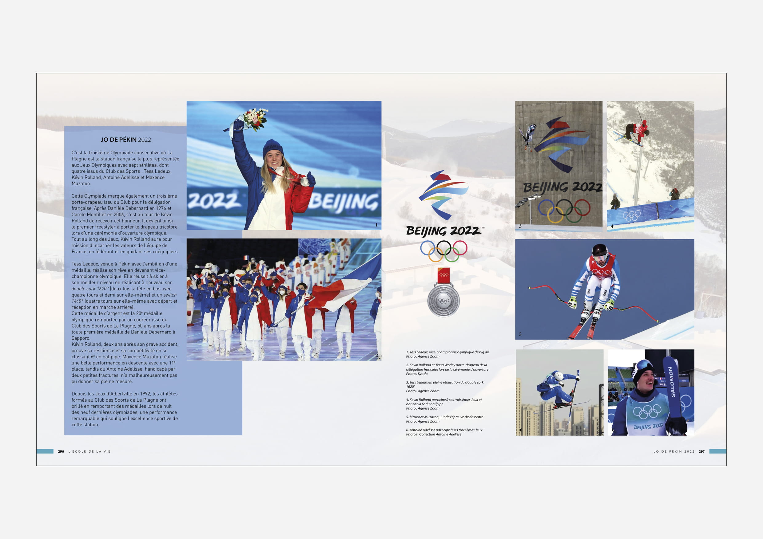 Page du livre célébrant la médaille d'argent olympique de Tess Ledeux